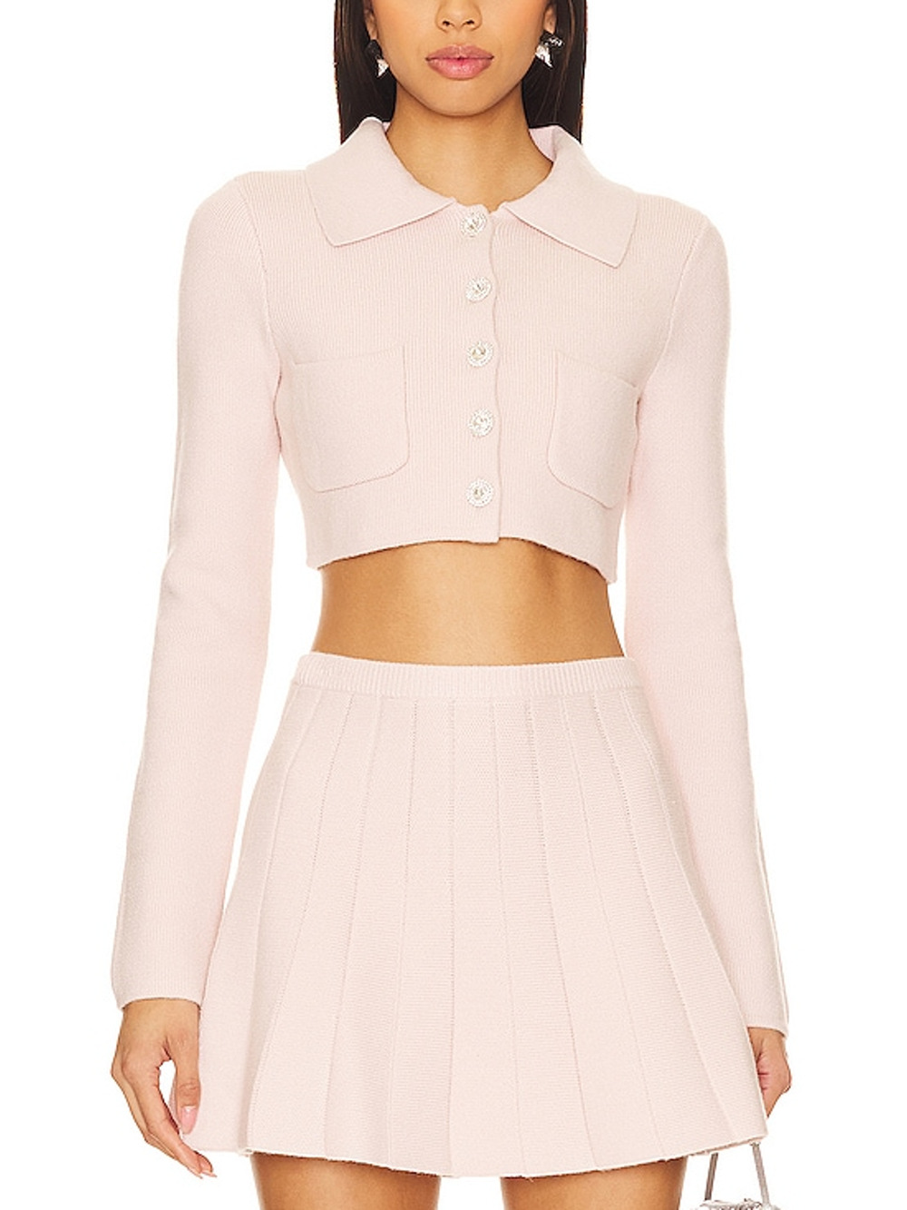 Majorelle Cropped Light Pink Solveig Cardigan Size XS